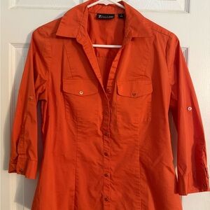New York & Co Vibrant Orange Button Up Shirt